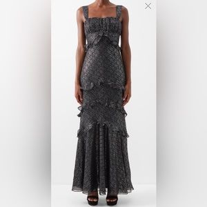 Saloni Chandra Ruffled Lame Silk-Blend Dress